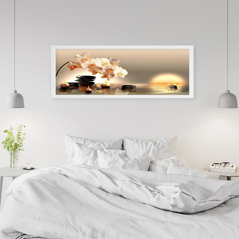 Picture in white frame PANORAMA, Candles And Stones Zen  Home Trends