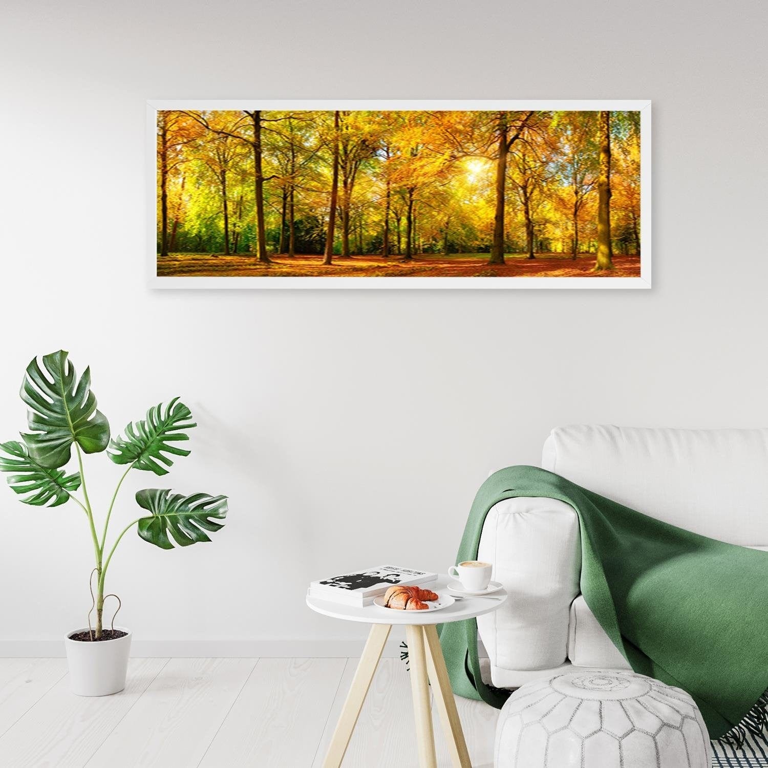 Picture in white frame PANORAMA, Golden Forest  Home Trends