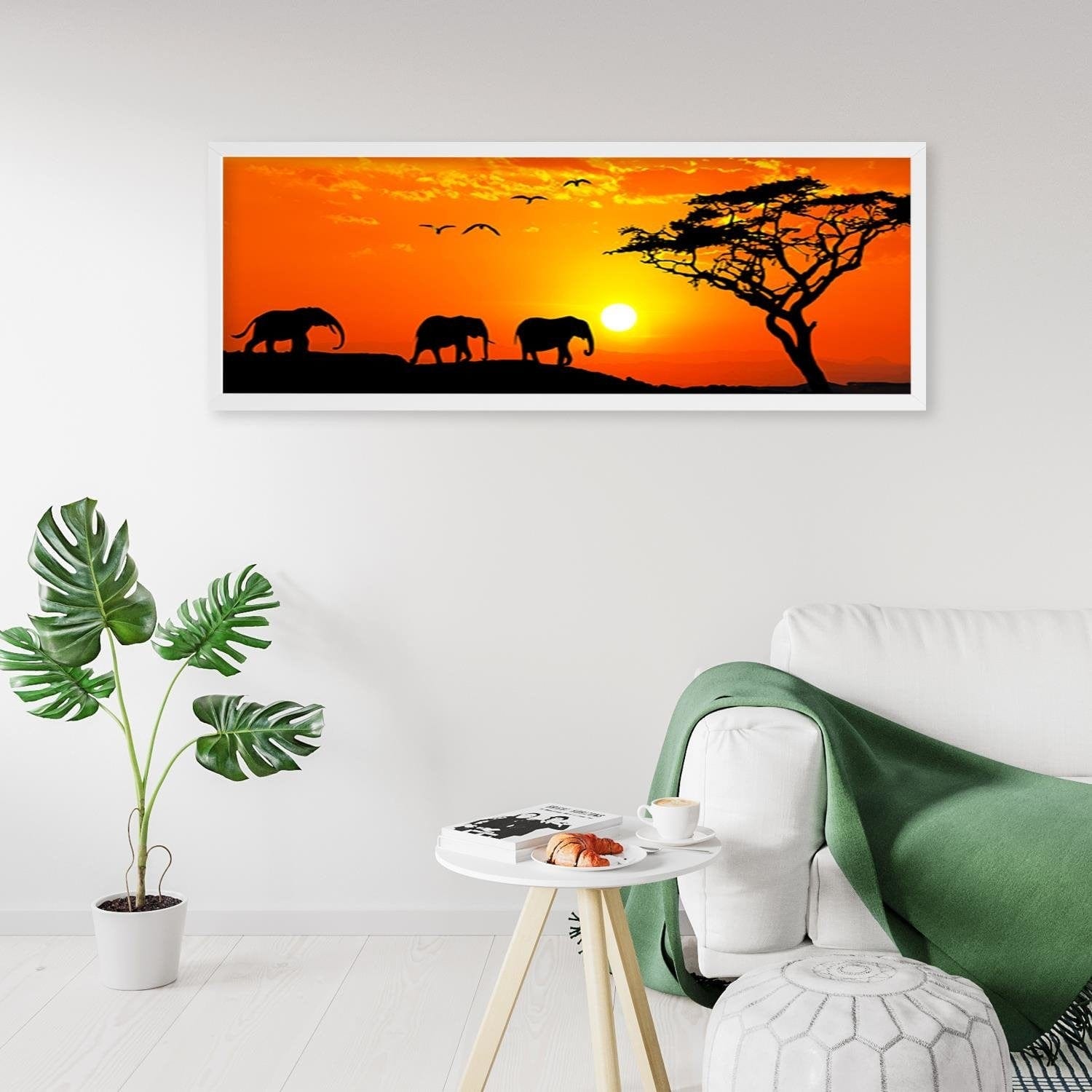 Picture in white frame PANORAMA, Orange Africa  Home Trends