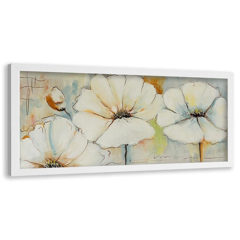 Picture in white frame PANORAMA, Painted Flowers  Home Trends