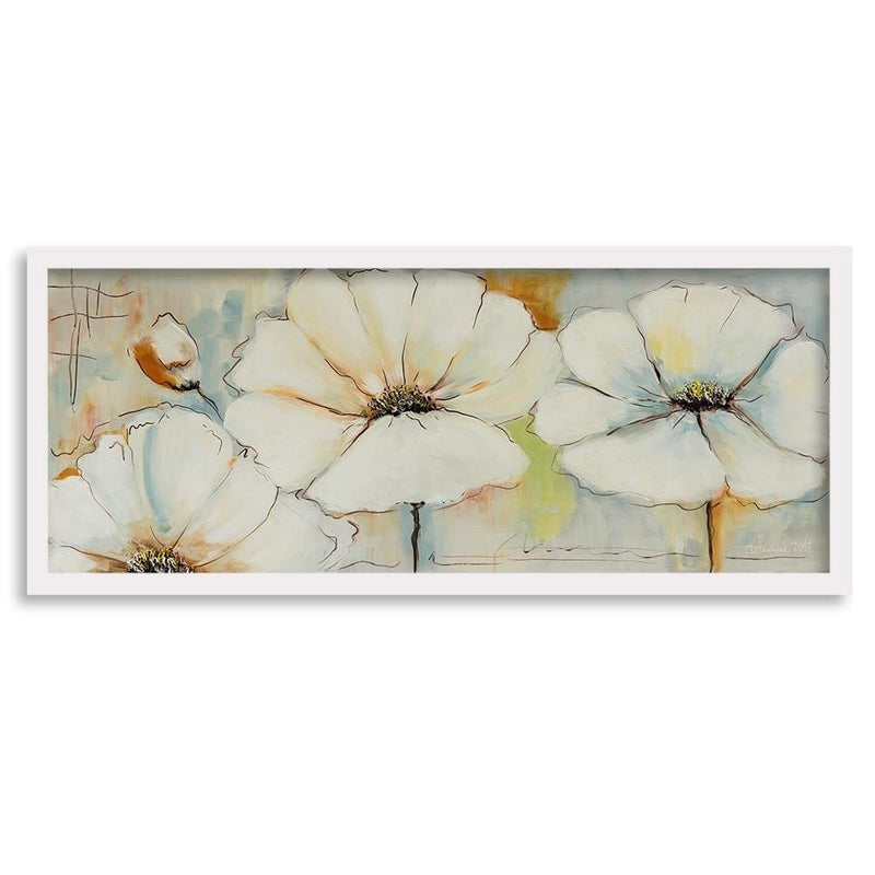 Picture in white frame PANORAMA, Painted Flowers  Home Trends