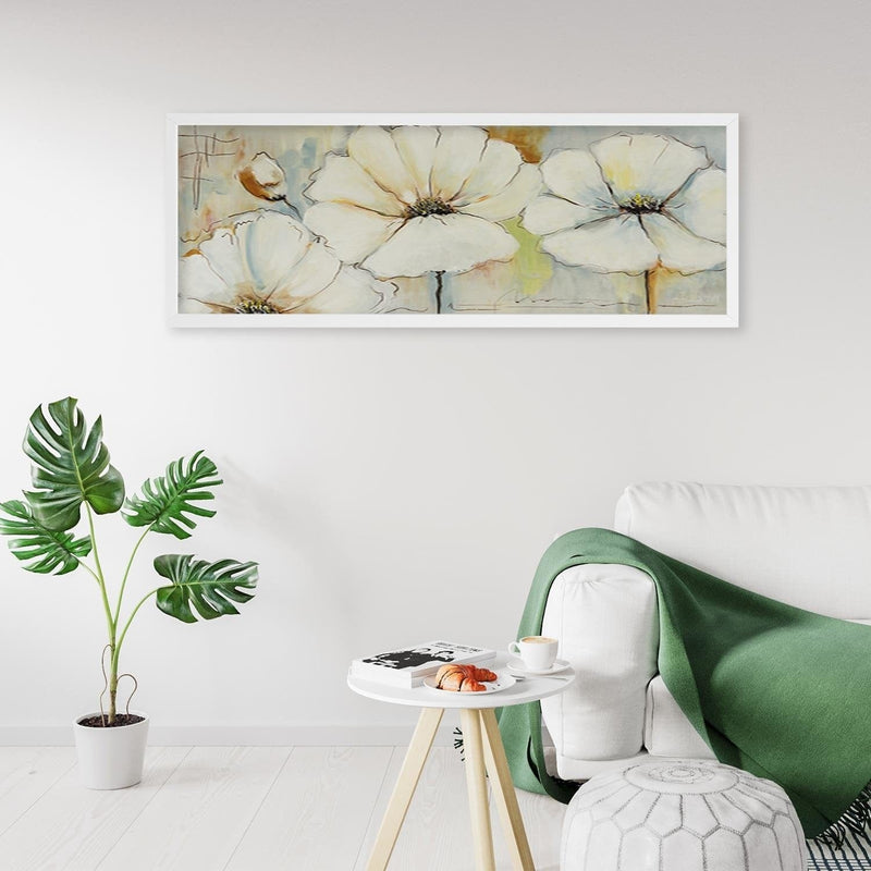 Picture in white frame PANORAMA, Painted Flowers  Home Trends