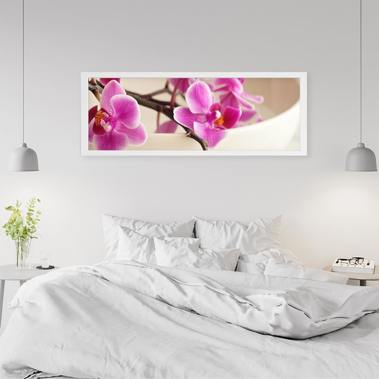 Picture in white frame PANORAMA, Pink Orchid  Home Trends