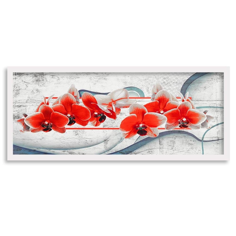 Picture in white frame PANORAMA, Red Orchid  Home Trends