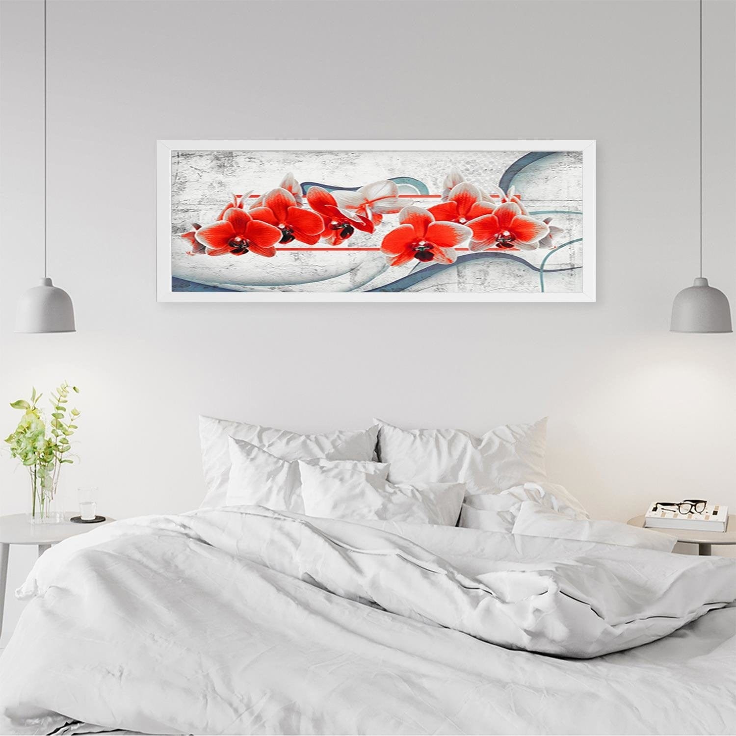 Picture in white frame PANORAMA, Red Orchid  Home Trends