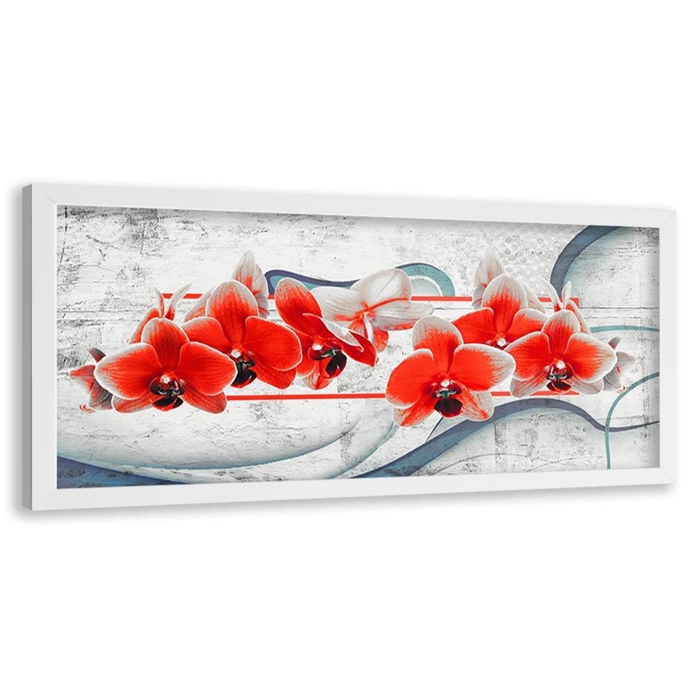 Picture in white frame PANORAMA, Red Orchid  Home Trends