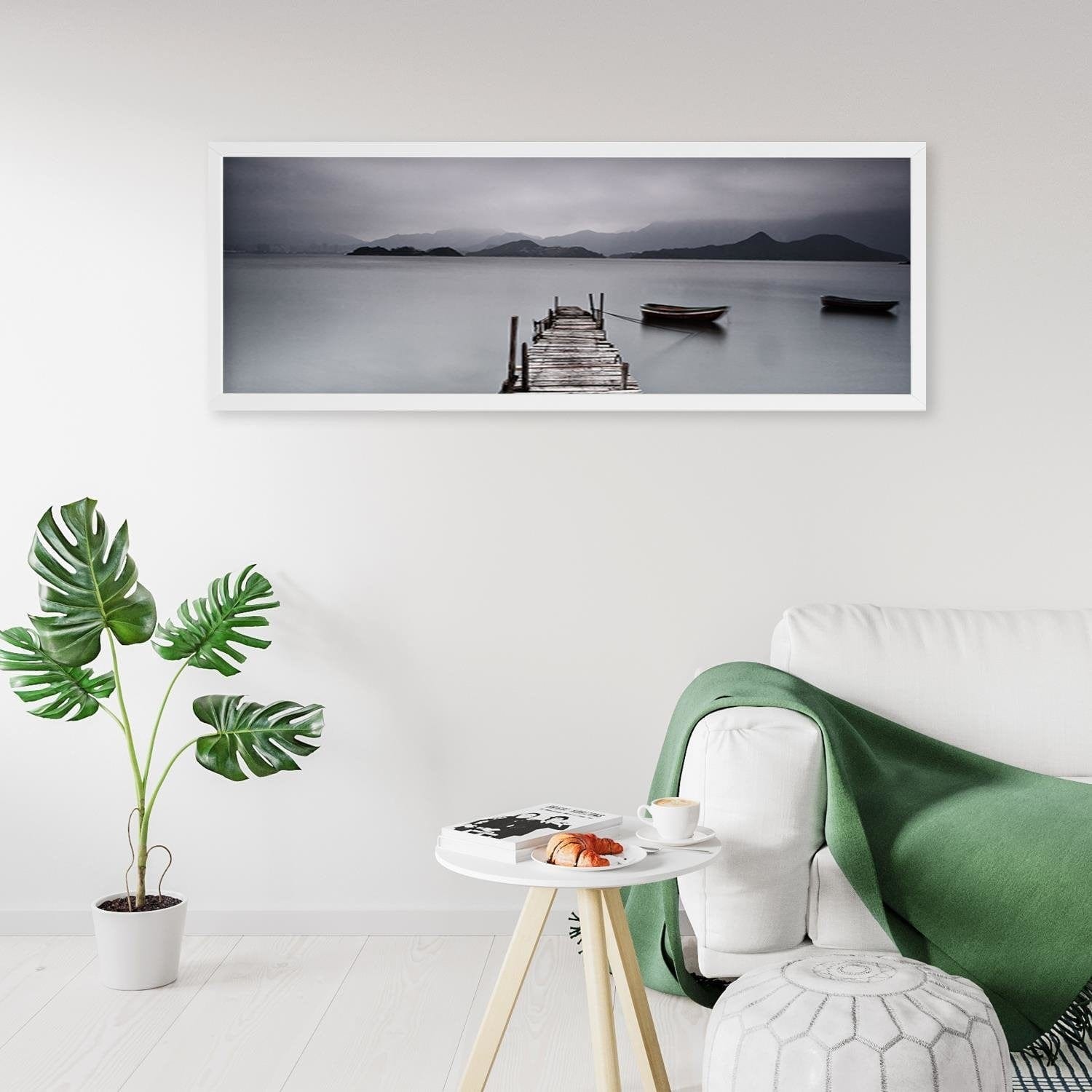 Picture in white frame PANORAMA, Sleepeng Lake  Home Trends