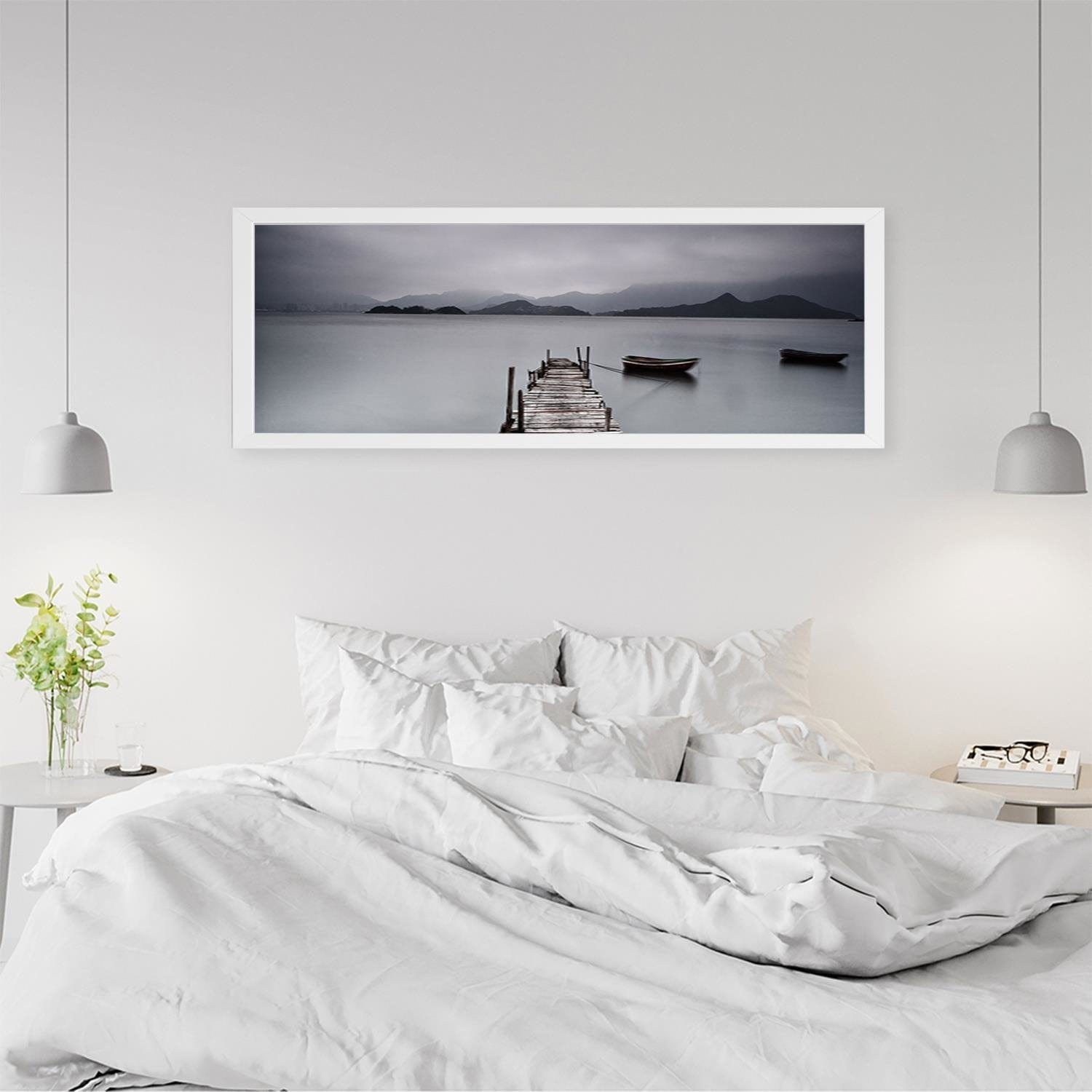 Picture in white frame PANORAMA, Sleepeng Lake  Home Trends
