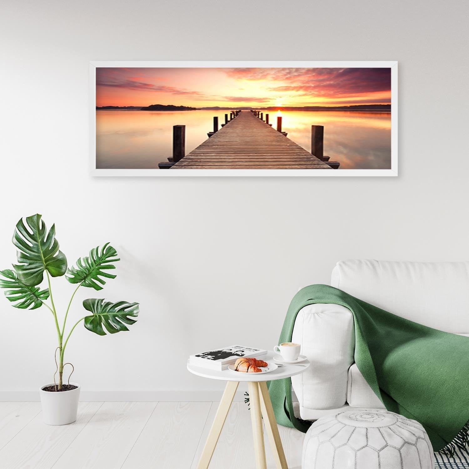 Picture in white frame PANORAMA, Sunset Over The Bridge  Home Trends