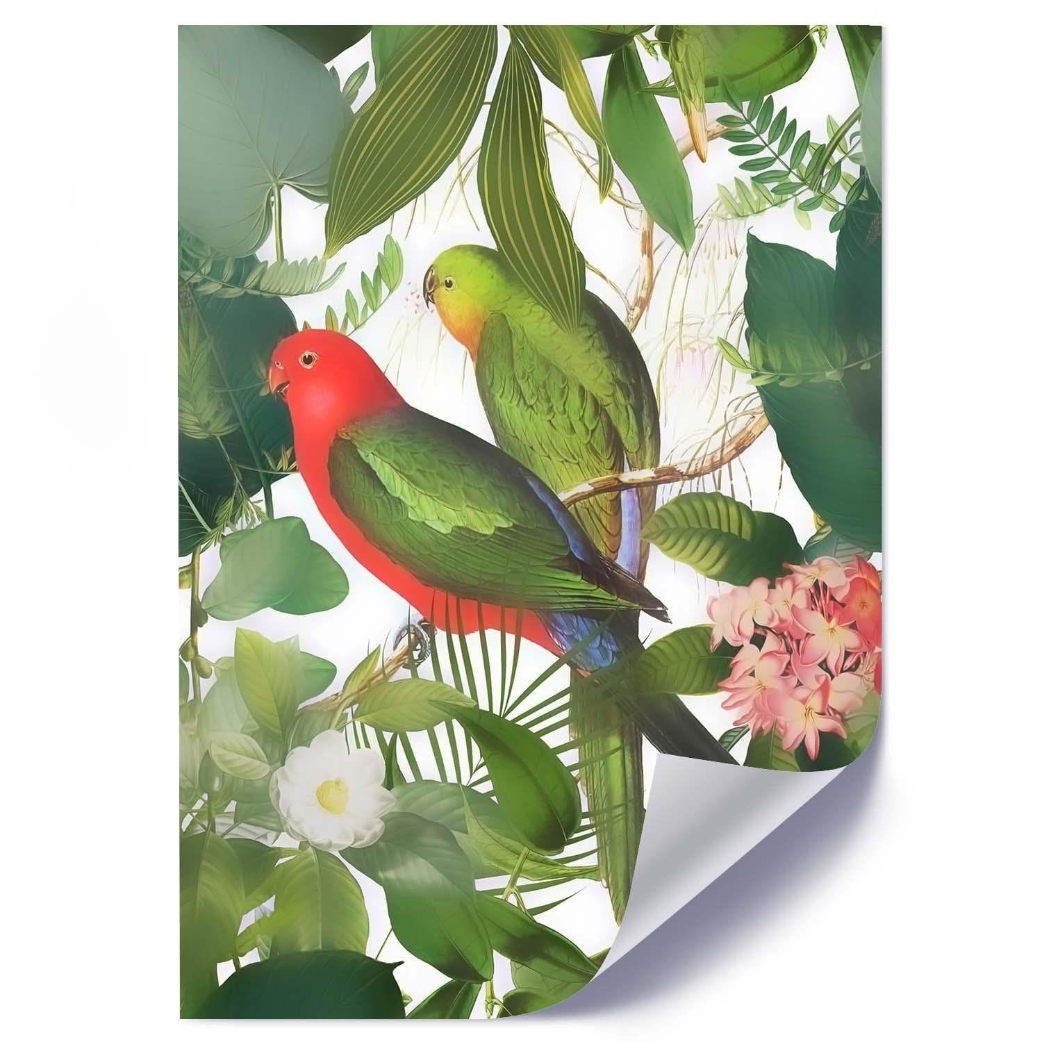 Posteris - Parrots In The Leaves  E-interjers.lv