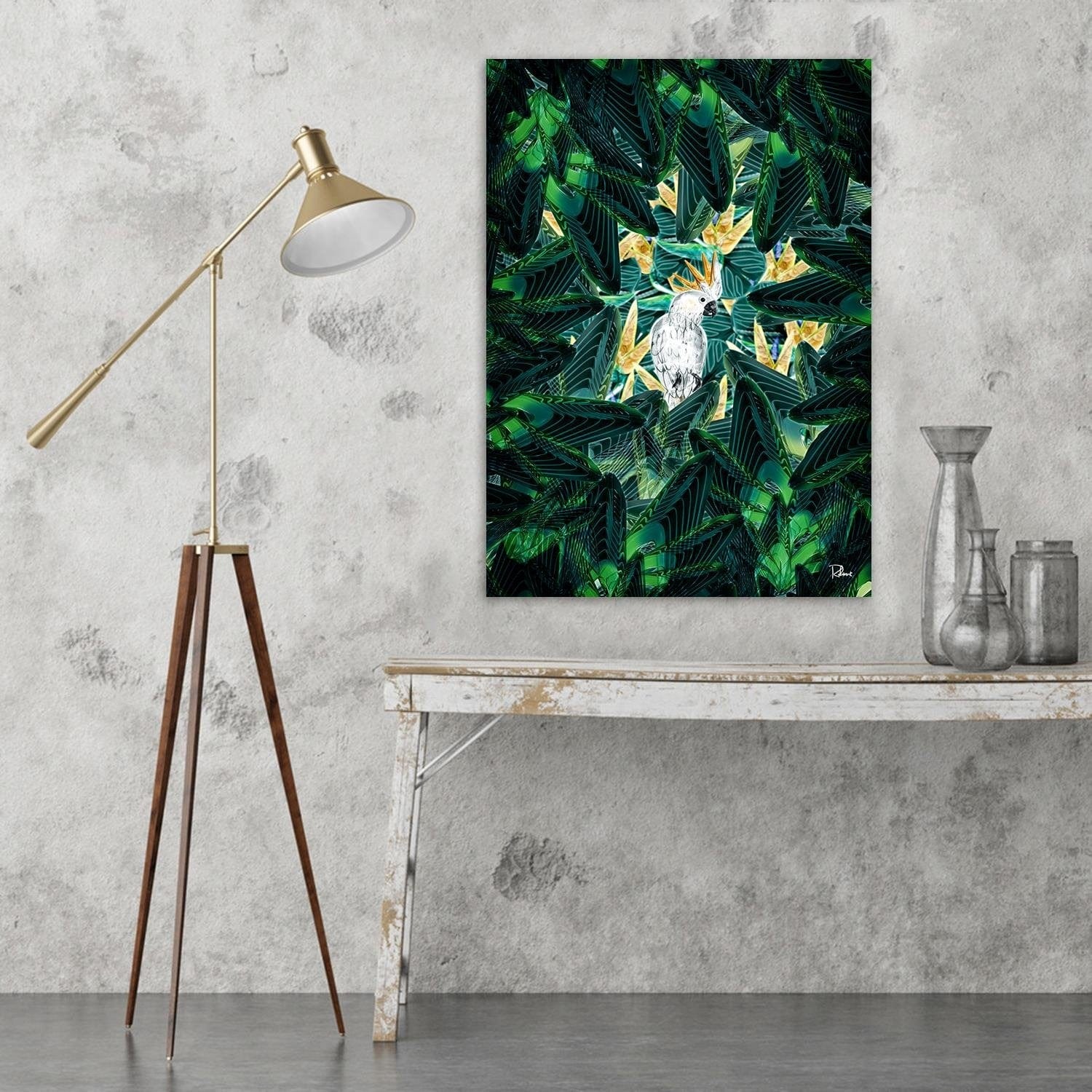 Posteris (plakāts) - Cockatoo Image Tropical Green  Home Trends DECO