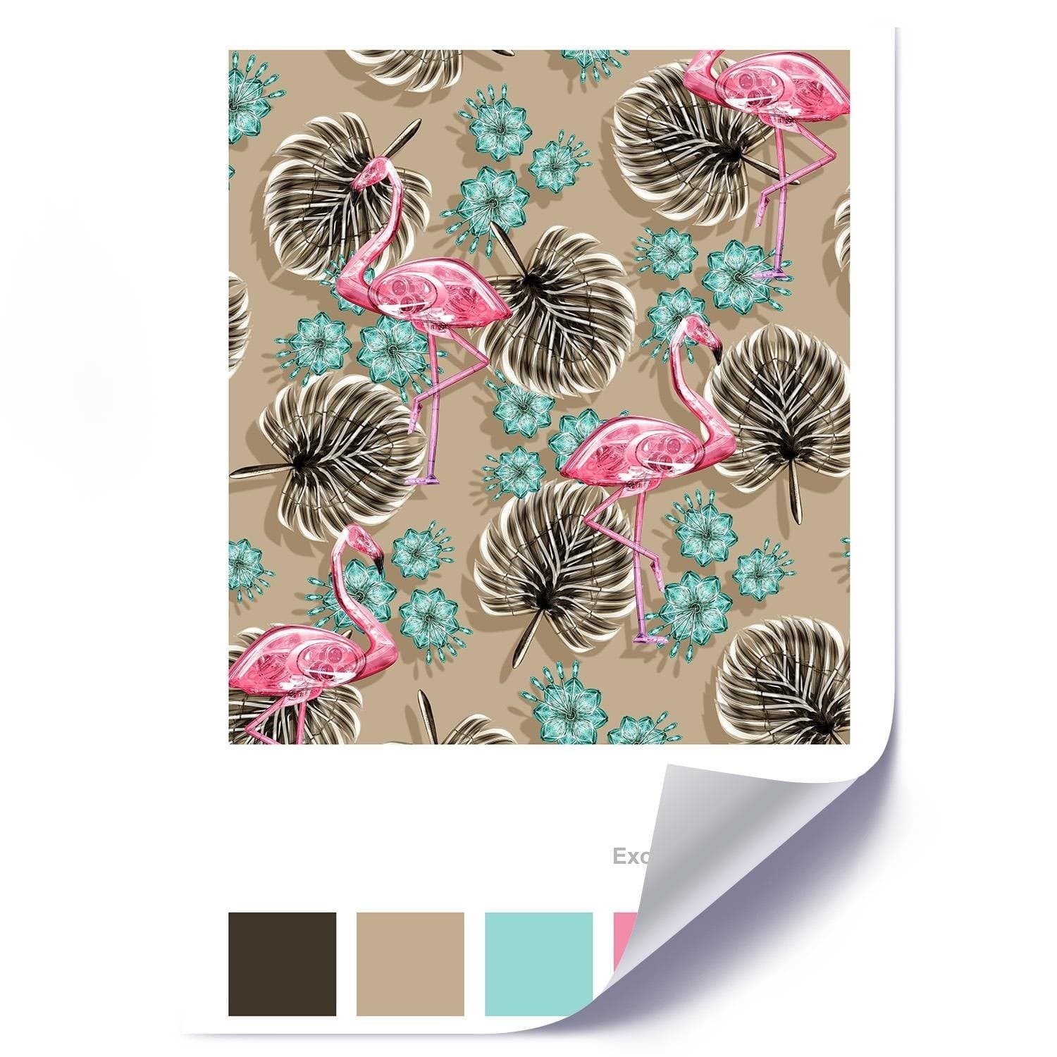 Posteris (plakāts) - Flamingos Brown  Home Trends DECO