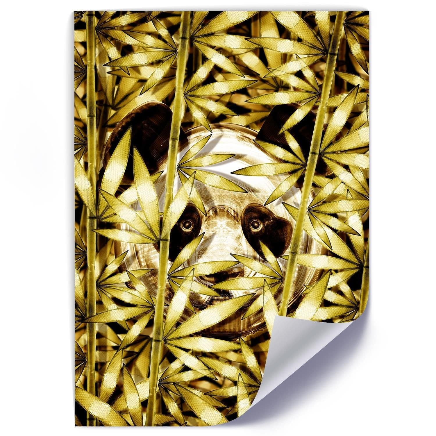 Posteris (plakāts) - Panda Image Animal Print Gold  Home Trends DECO