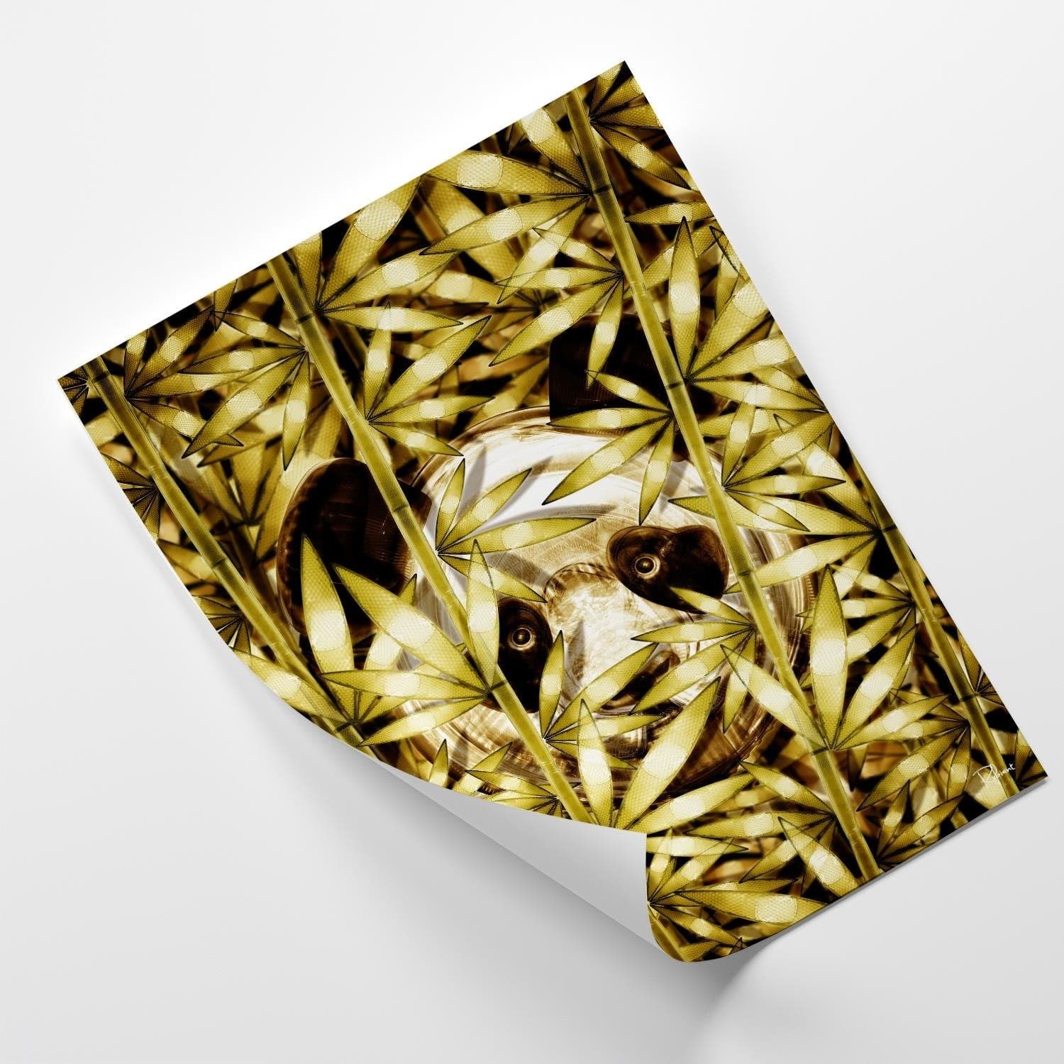 Posteris (plakāts) - Panda Image Animal Print Gold  Home Trends DECO
