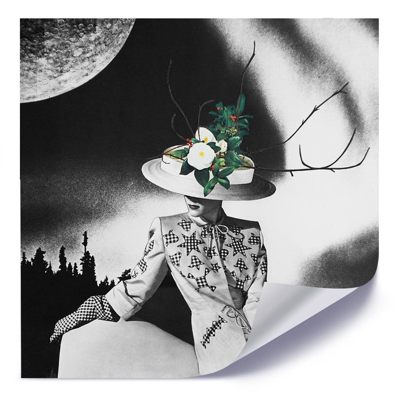 Posteris (plakāts) - Woman In Hat With Flowers  Home Trends DECO