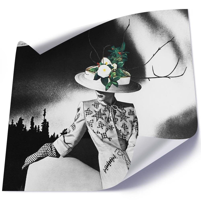 Posteris (plakāts) - Woman In Hat With Flowers  Home Trends DECO