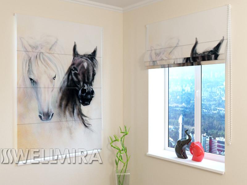 Romiešu žalūzijas African Horses BLACKOUT / 40 / 50 E-interjers.lv