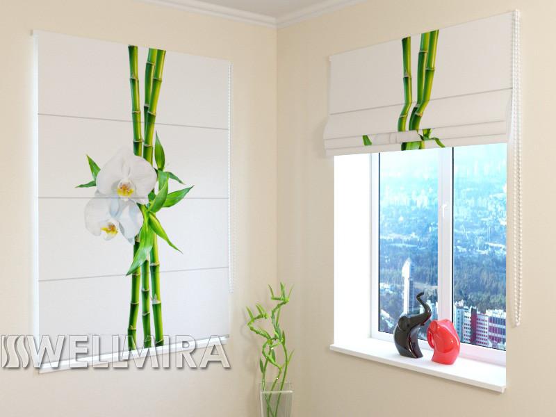 Romiešu žalūzijas Bamboo and White Orchid BLACKOUT / 40 / 50 E-interjers.lv