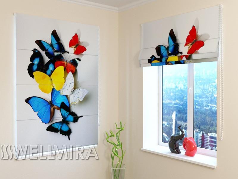 Romiešu žalūzijas Colorful Butterflies BLACKOUT / 40 / 50 E-interjers.lv