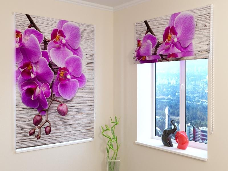 Romiešu žalūzijas Orchids and Tree 2 BLACKOUT / 40 / 50 E-interjers.lv