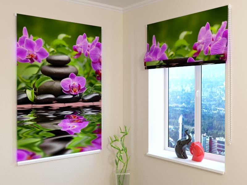 Romiešu žalūzijas Orchids in the Garden BLACKOUT / 40 / 50 E-interjers.lv