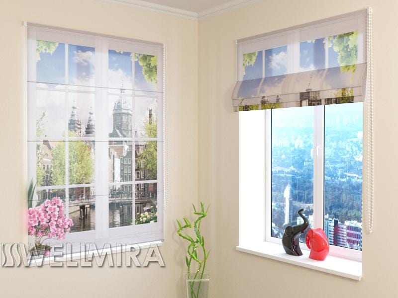 Romiešu žalūzijas Window with flowers SCREEN / 40 / 50 E-interjers.lv