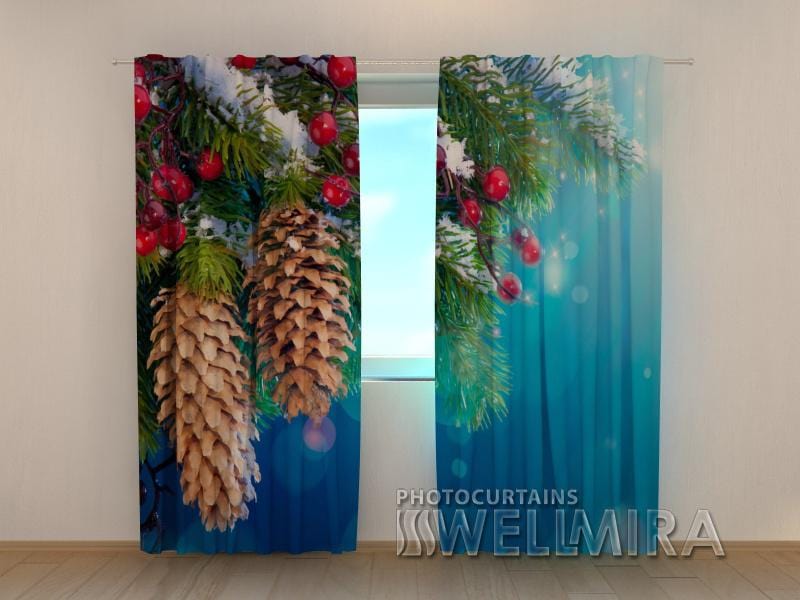 Ziemassvētku aizkari - Čiekuri 180 x 140 cm (2X 90x140 cm) / SCREEN E-interjers.lv