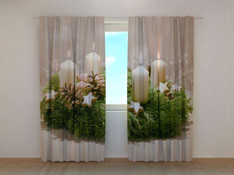 Ziemassvētku aizkari - Dekorēts Adventes vainags 180 x 140 cm (2X 90x140 cm) / SCREEN E-interjers.lv