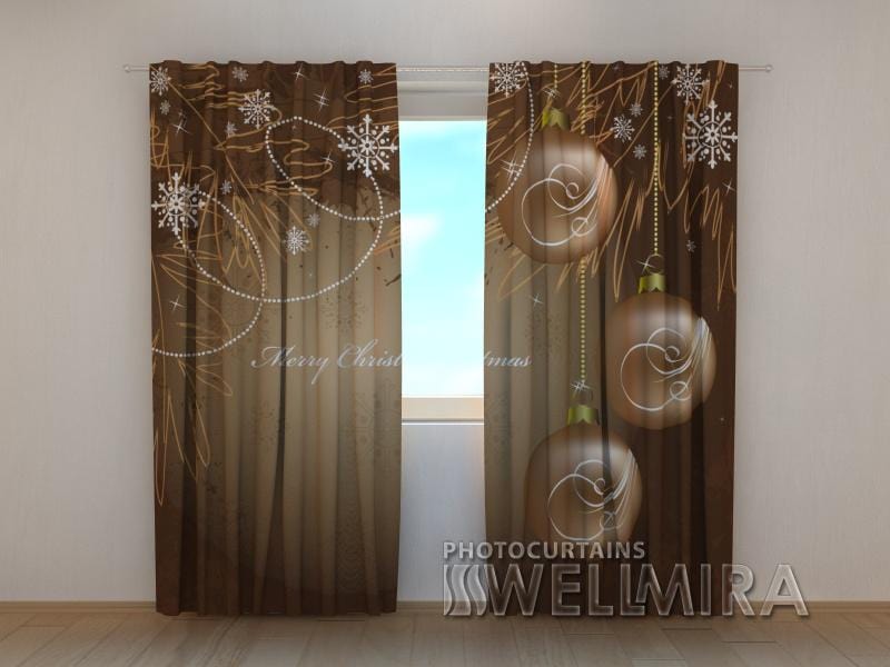 Ziemassvētku aizkari - Sniegpārslas 180 x 140 cm (2X 90x140 cm) / SCREEN E-interjers.lv