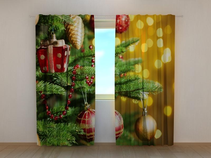 Ziemassvētku aizkari - Ziemassvētku rotaļlietas 180 x 140 cm (2X 90x140 cm) / SCREEN E-interjers.lv