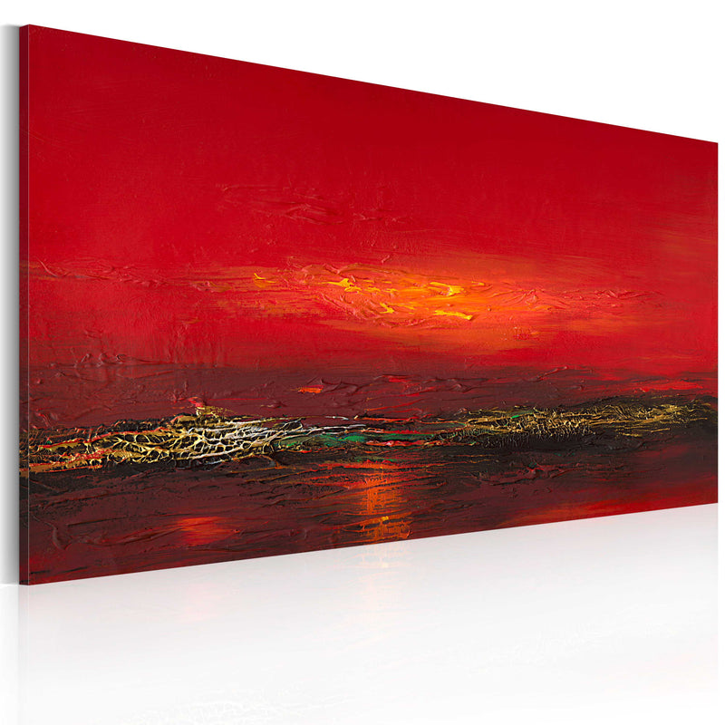 Ar rokām gleznota Kanva - Red sunset over the sea