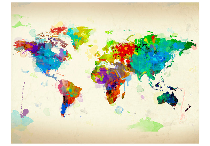 Fototapetes - Krāsu šļakatas - Pasaules karte