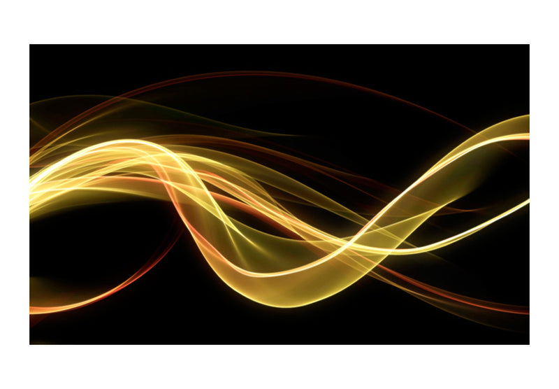 Fototapetes - Dzeltena viļņa forma, kas peld tumsā