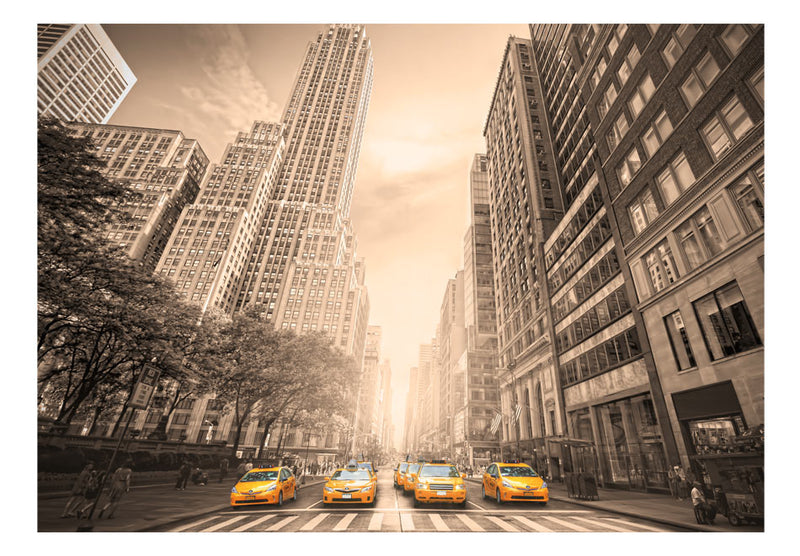 Fototapetes - Ņujorkas taksometrs - sepijas krāsa