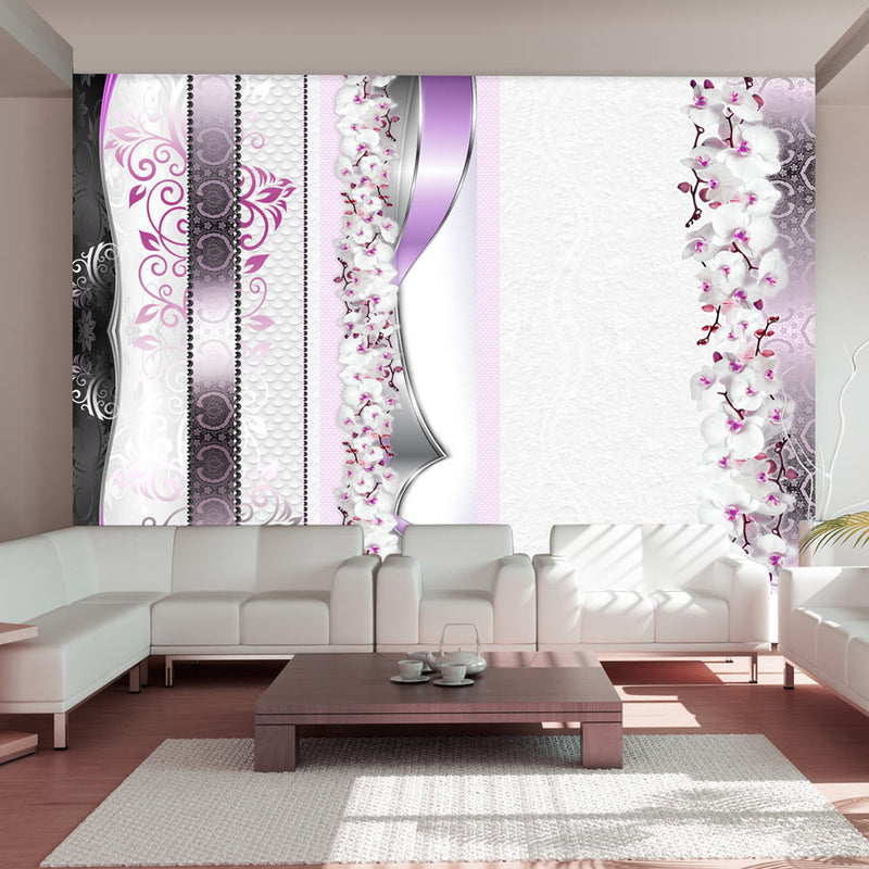 Fototapetes ar ziediem - Orhideju parāde violetā krāsā