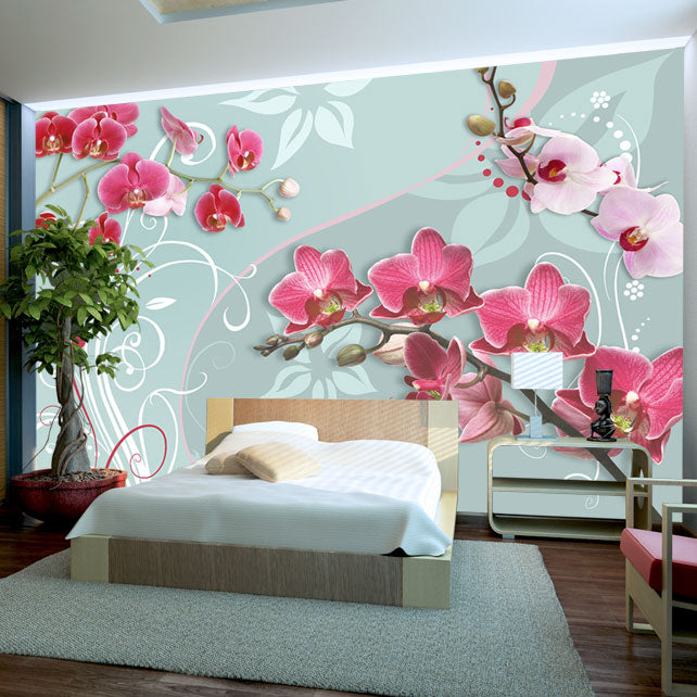 Fototapetes ar ziediem - Rozā orhidejas - variācija II