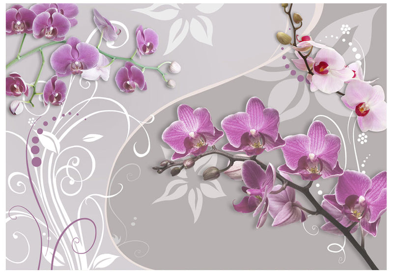 Fototapetes ar ziediem - Violeto orhideju lidojums