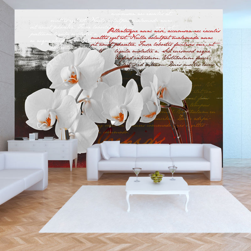 Fototapetes ar ziediem - Dienasgrāmata un orhidejas