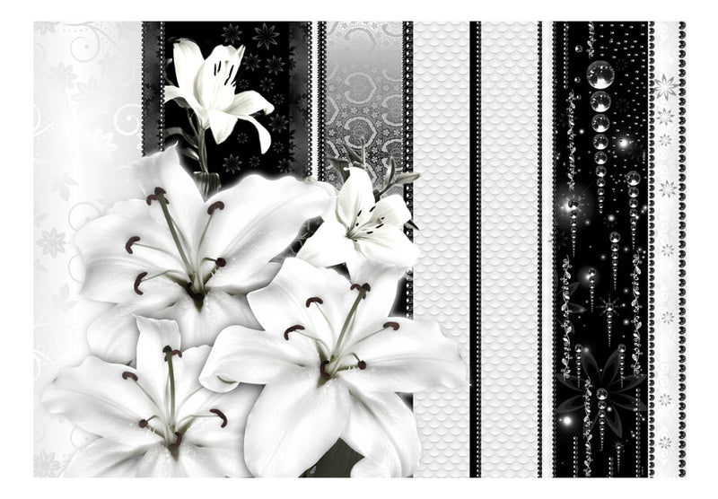 Fototapetes ar ziediem - Peldošās lilijas baltā krāsā