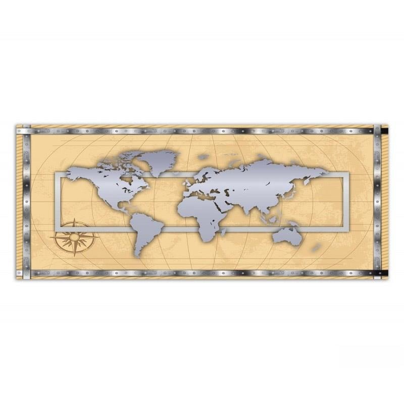 Dekoratīvais panelis - Silver World Map 