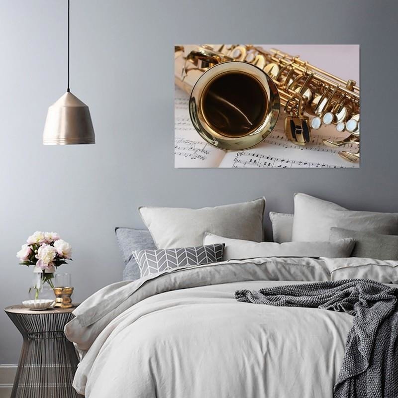 Dekoratīvais panelis - Saxophone Notation On The Sheet 