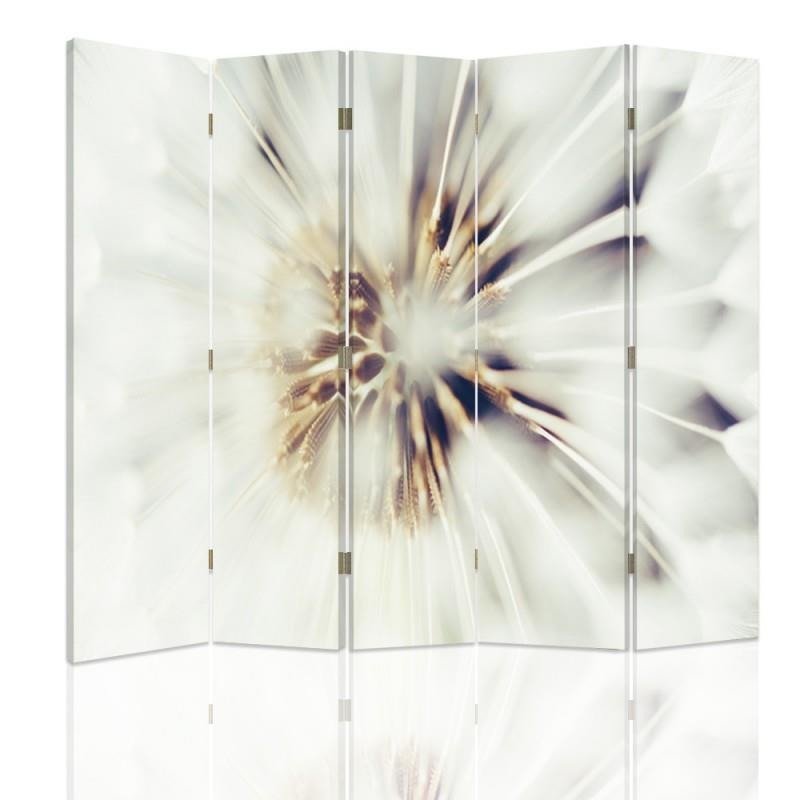 Aizslietnis, 5 paneļi, Divpusējs, 360 ° rotējošas eņģes, kanva, White Flowers 2 