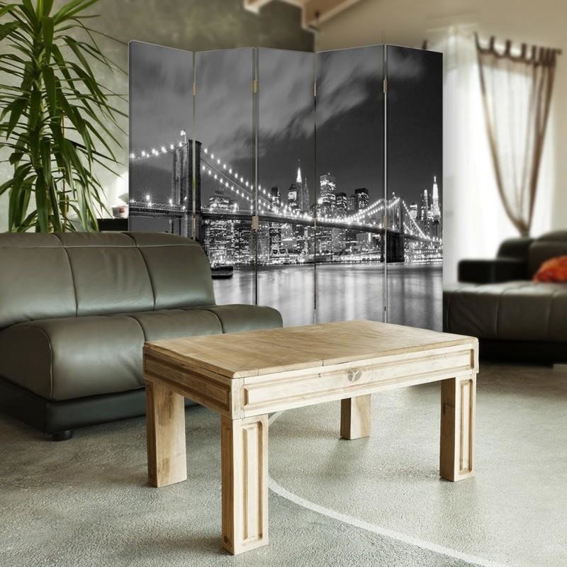 Aizslietnis, 5 paneļi, Divpusējs, 360 ° rotējošas eņģes, kanva, Brooklyn Bridge At Night 