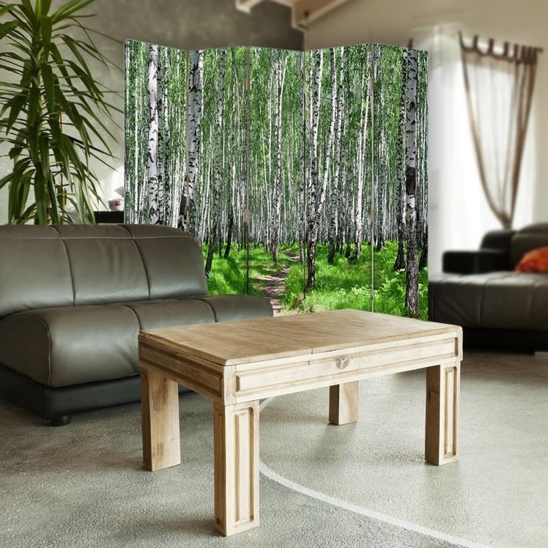 Aizslietnis, 5 paneļi, Divpusējs, 360 ° rotējošas eņģes, kanva, Birch Forest 2 