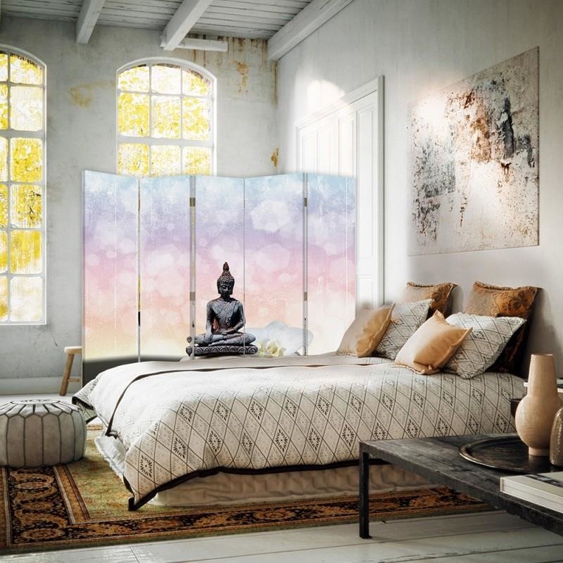 Aizslietnis, 5 paneļi, Divpusējs, 360 ° rotējošas eņģes, kanva, Buddha 5 