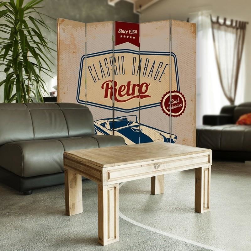Aizslietnis, 5 paneļi, Divpusējs, 360 ° rotējošas eņģes, kanva, Classic Retro Garage 