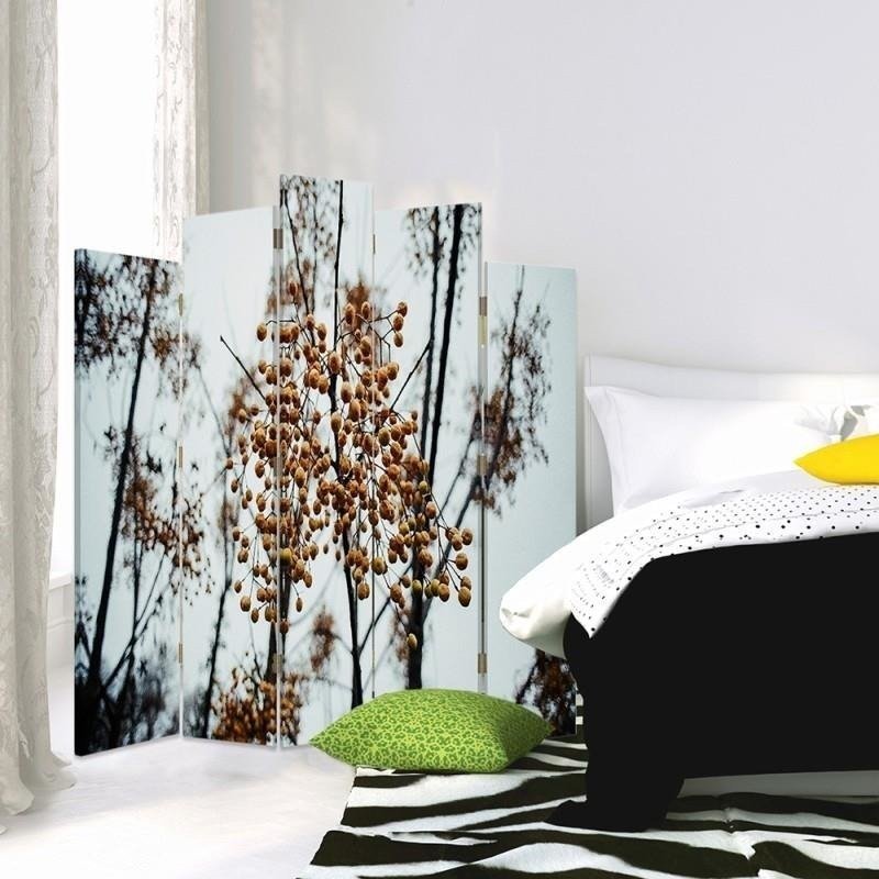 Decorative Aizslietnis, 5 paneļi, Divpusējs, 360 ° rotējošas eņģes, kanva, Fruit Trees 