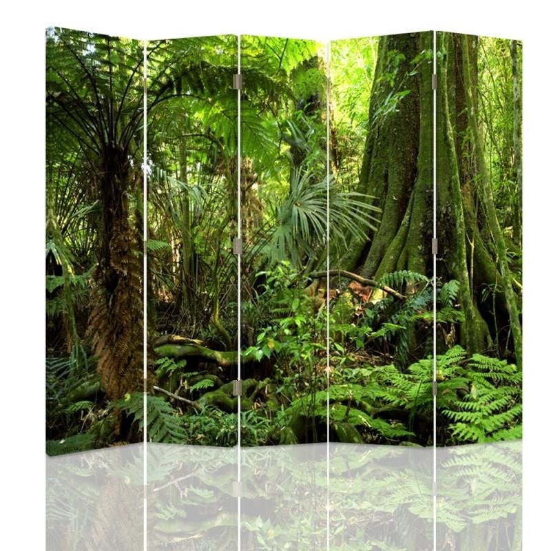 Aizslietnis, 5 paneļi, Divpusējs, 360 ° rotējošas eņģes, kanva, Jungle 