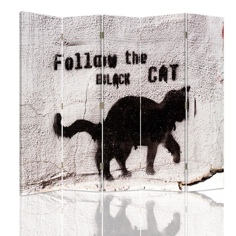 Aizslietnis, 5 paneļi, Divpusējs, 360 ° rotējošas eņģes, kanva, Folow The Black Cat 