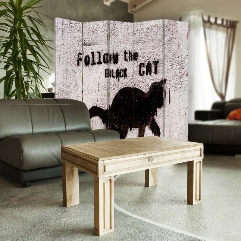 Aizslietnis, 5 paneļi, Divpusējs, 360 ° rotējošas eņģes, kanva, Folow The Black Cat 